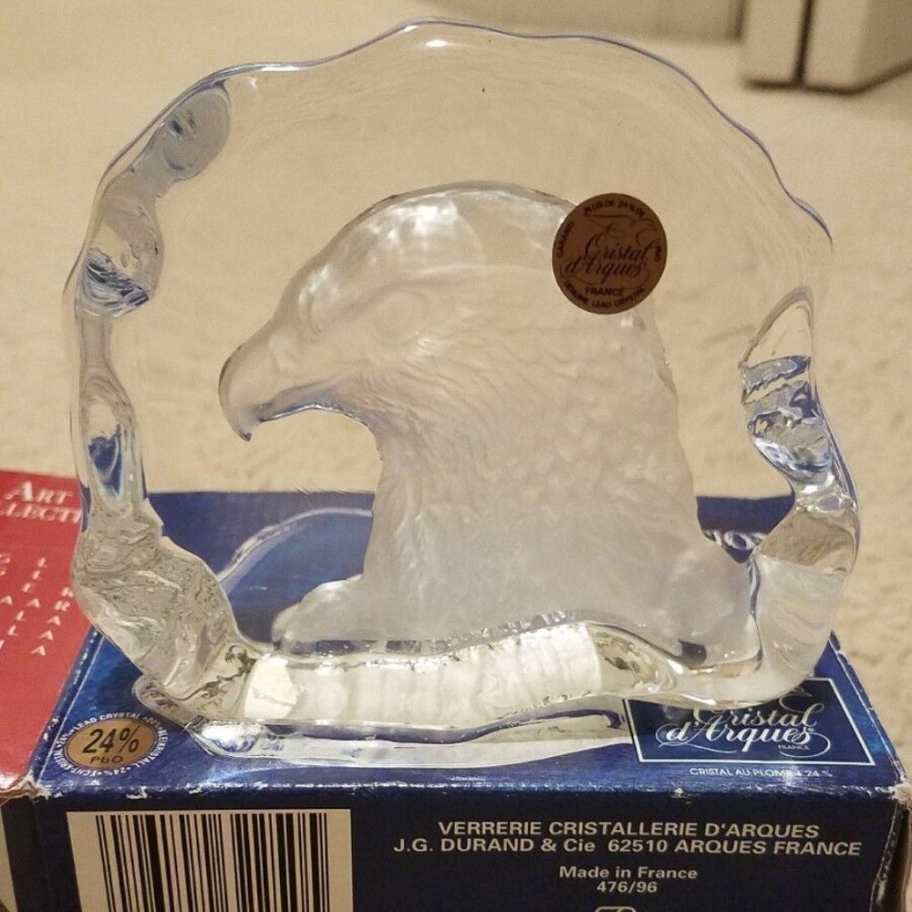 Cristal D'Arques Eagle Glass Sculpture Carving Bird Lover Made in France